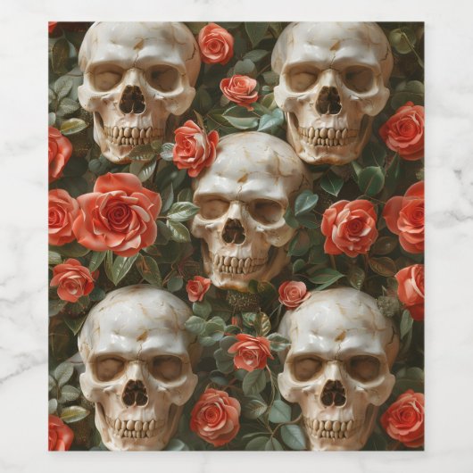 Rose und Schädel Weinetikett (Einzelnes Label)