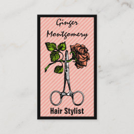 Rose und Schere Frisur Stylist Business Card Terminkarte