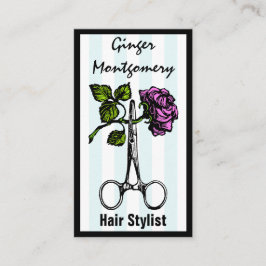 Rose und Schere Frisur Stylist Business Card Terminkarte