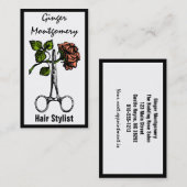 Rose und Schere Frisur Stylist Business Card Terminkarte (Vorne/Hinten)