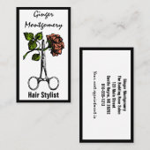 Rose und Schere Frisur Stylist Business Card Terminkarte (Vorne/Hinten)