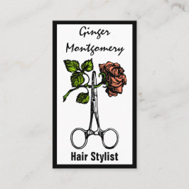 Rose und Schere Frisur Stylist Business Card Terminkarte