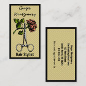 Rose und Schere Frisur Stylist Business Card Terminkarte (Vorne/Hinten)