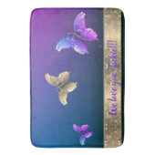 Rose und Schmetterling-Badematte mit Text Badematte (Vorderseite Vertikal)