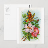 Rose und Schmetterling Postkarte (Vorne/Hinten)