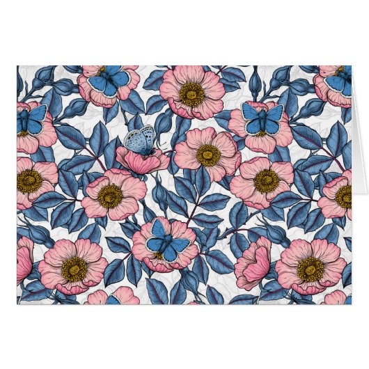 Rose und Schmetterlinge (Vorderseite (Horizontal))