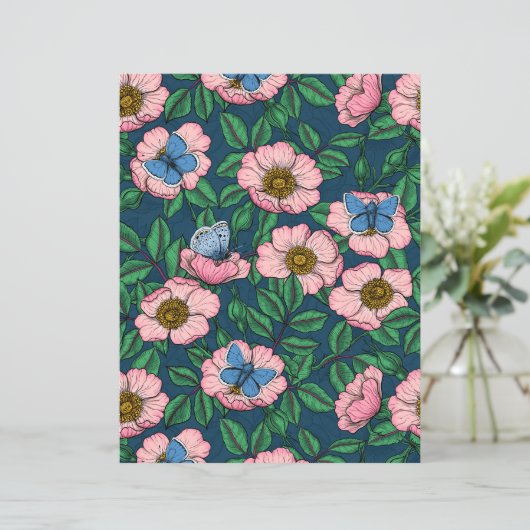 Rose und Schmetterlinge (Stehend Vorderseite)