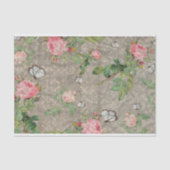 Rose und Schmetterlinge auf dem Damasholzdekoupage Seidenpapier (Vorderseite)