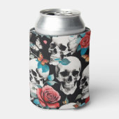 Rose und Schmetterlinge auf Schwarz Dosenkühler (Kanne Vorderseite)