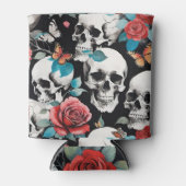 Rose und Schmetterlinge auf Schwarz Dosenkühler (Vorderseite)