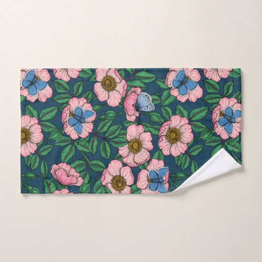 Rose und Schmetterlinge Badhandtuch Set (Handtuch)