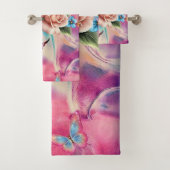Rose und Schmetterlinge Badhandtuch Set (Insitu)