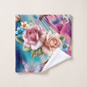 Rose und Schmetterlinge Badhandtuch Set (Waschlappen)
