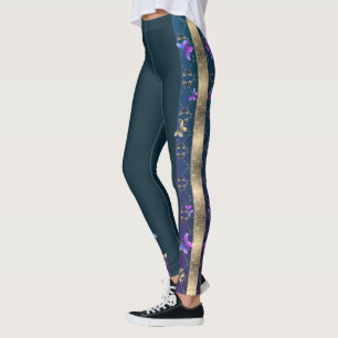 Rose und Schmetterlinge blaue Leggings