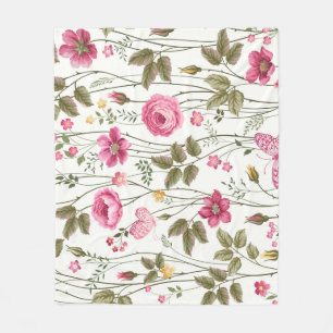 Rose und Schmetterlinge: blühend nahtlos Fleecedecke