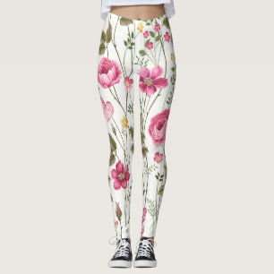 Rose und Schmetterlinge: blühend nahtlos Leggings