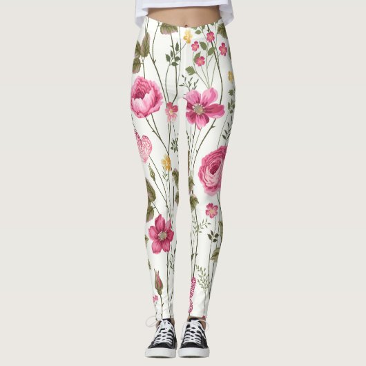 Rose und Schmetterlinge: blühend nahtlos Leggings (Vorderseite)