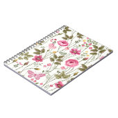 Rose und Schmetterlinge: blühend nahtlos Notizblock (Linke Seite)