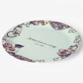 Rose und Schmetterlinge Bronze Sparkle Party Pappteller (Schrägansicht)