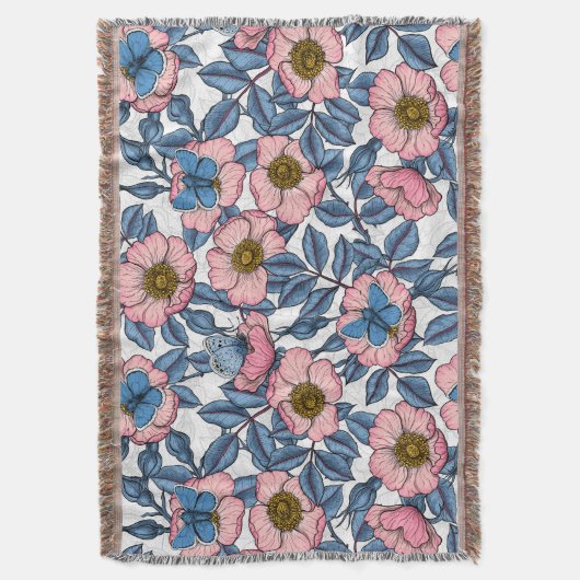 Rose und Schmetterlinge Decke (Vorderseite Vertikal)