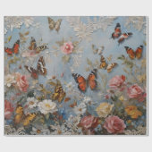 Rose und Schmetterlinge Druckentkundung / Geschenkpapier (Flach)