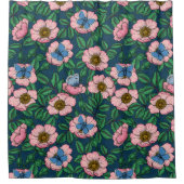 Rose und Schmetterlinge Duschvorhang (Vorderseite)