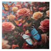 Rose und Schmetterlinge Fliese (Vorderseite)