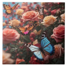 Rose und Schmetterlinge Fliese