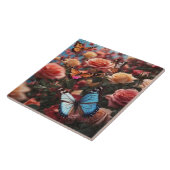 Rose und Schmetterlinge Fliese (Seite)