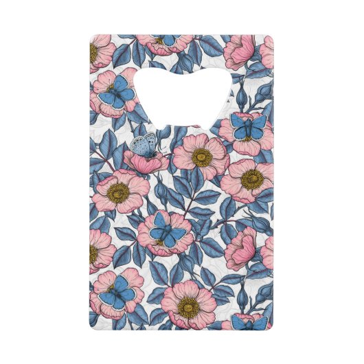 Rose und Schmetterlinge Geldbeutel Flaschenöffner (Vorderseite)