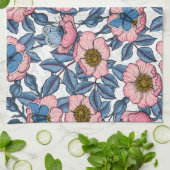 Rose und Schmetterlinge Geschirrtuch (Gefaltet)