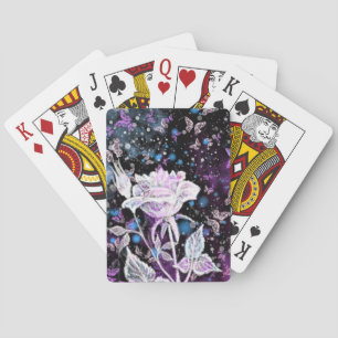 Rose und Schmetterlinge im Winter - schön Spielkarten
