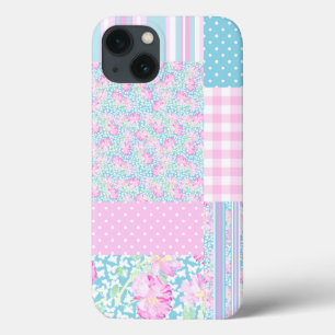 Rose und Schmetterlinge, Imitate Patchwork iPad Ca iPhone 13 Hülle