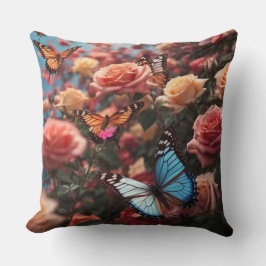 Rose und Schmetterlinge Kissen