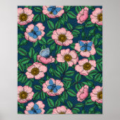 Rose und Schmetterlinge Poster (Vorne)