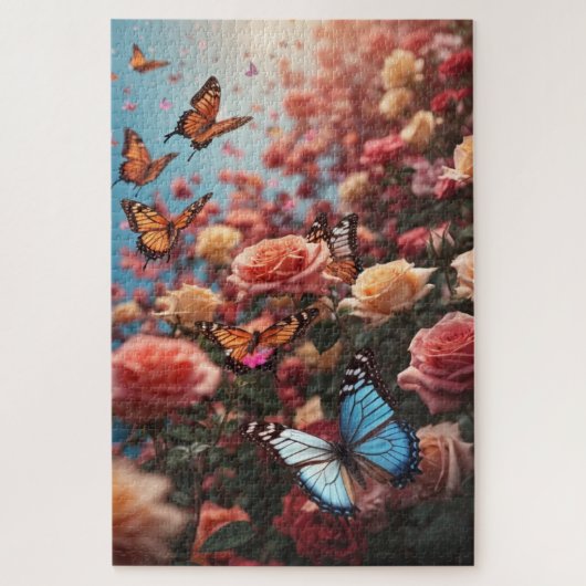 Rose und Schmetterlinge Puzzle (Vertikal)