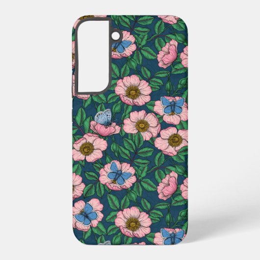 Rose und Schmetterlinge Samsung Galaxy Hülle (Rückseite)