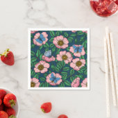 Rose und Schmetterlinge Serviette (Beispiel)