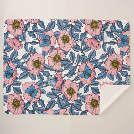 Rose und Schmetterlinge Sherpadecke (Vorderseite (Horizontal))