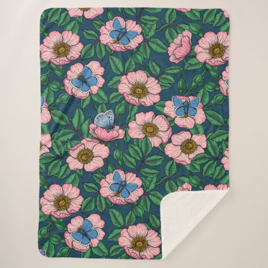 Rose und Schmetterlinge Sherpadecke (Vorderseite)