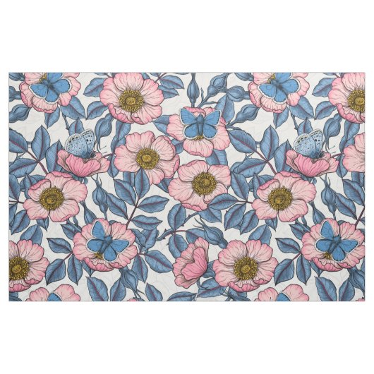 Rose und Schmetterlinge Stoff (Fat Quarter (45,7 x 55,9 cm))
