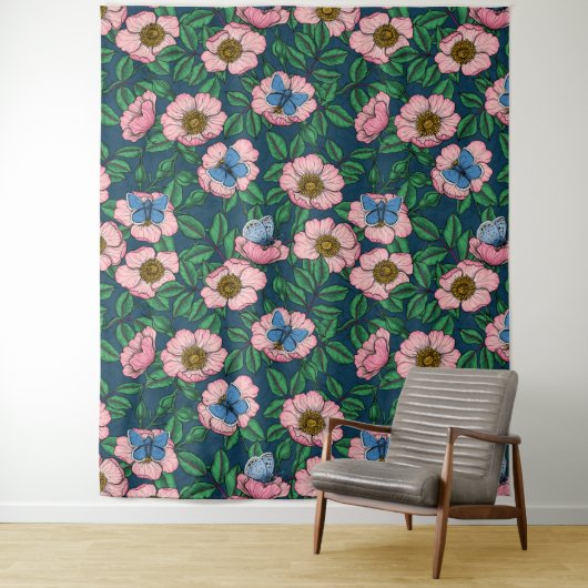 Rose und Schmetterlinge Wandteppich (Beispiel)