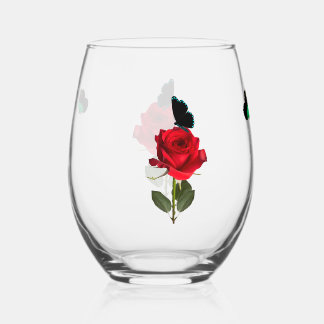 Rose- und Schmetterlings-Stemless-Weinglas Weinglas Ohne Stiel