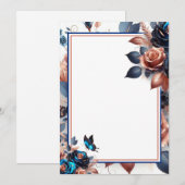 Rose- und Schmetterlingsblankenhochzeit Einladung (Vorne/Hinten)