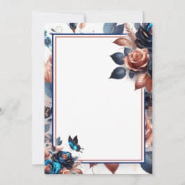 Rose- und Schmetterlingsblankenhochzeit Einladung