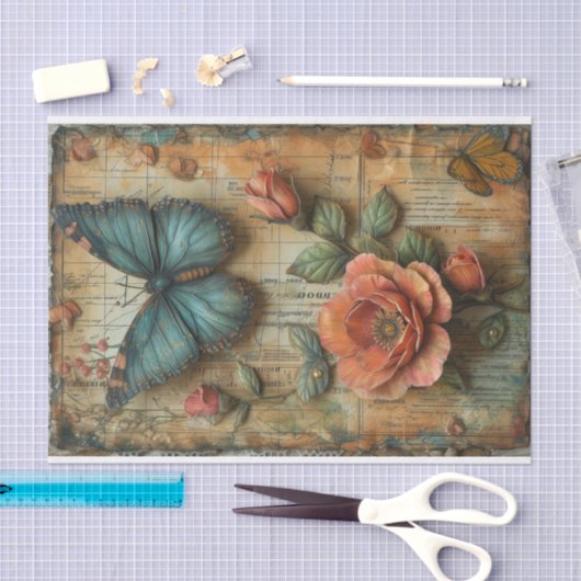 Rose- und Schmetterlingsmedien Seidenpapier (Handwerk)