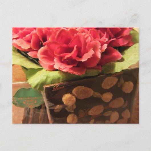Rose und Schokolade Postkarte (Vorderseite)