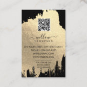 Rose und Schwarze Foil Pinselstriche QR Code Visitenkarte (Rückseite)
