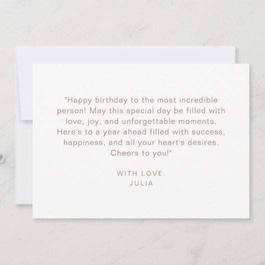 Rose und Schwarze Safari-Ballone Glückwunsch zum G Karte (Rückseite)