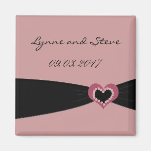 Rose und schwarzes Band Save the Date Magnet